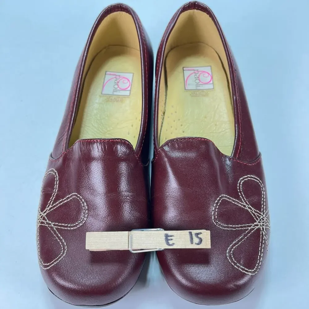 Paoli Burgundy Wine Leather Loafers Shoes Slip On Sandals Women’s Size 6.5